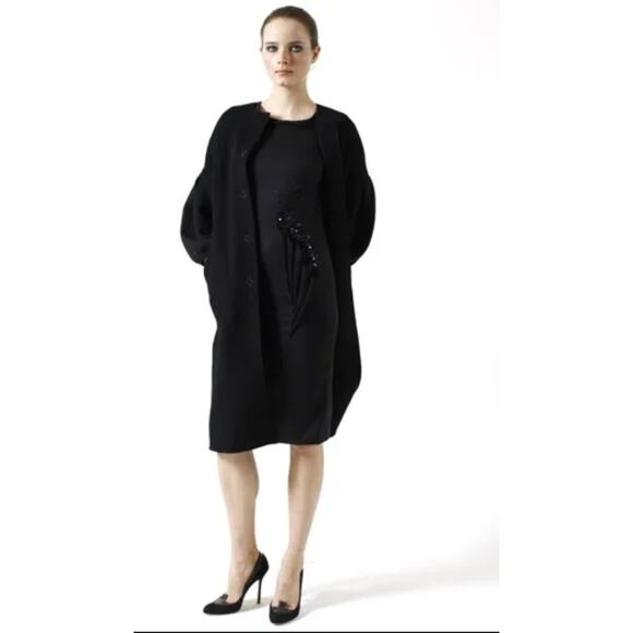 Carolina Herrera Virgin Wool Cashmere Coat Black Size 2 - Picture 8 of 8